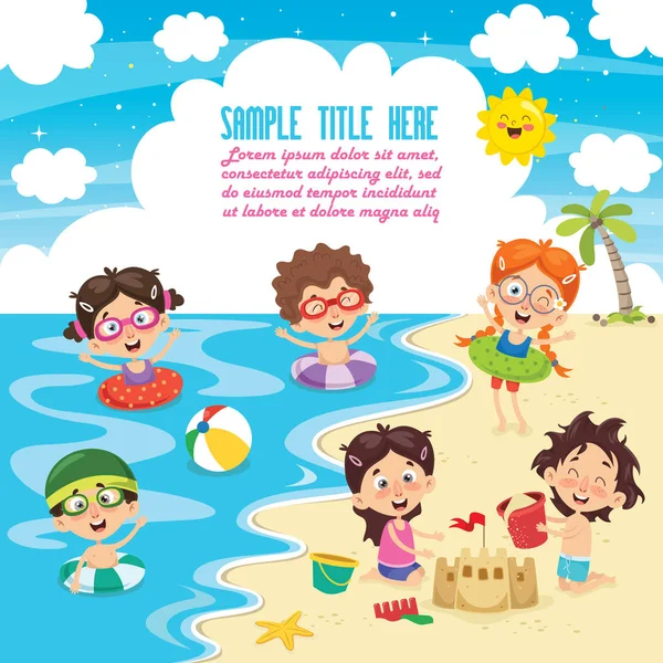 Vector Ilustration Van Zomer Kinderen — Stockvector