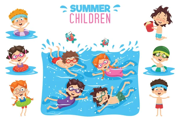 Vector Ilustration Summer Children — Stock Vector