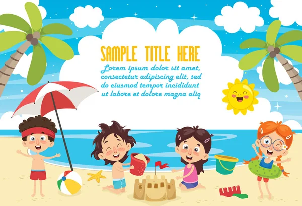 Ilustración Vectorial Niños Verano — Archivo Imágenes Vectoriales