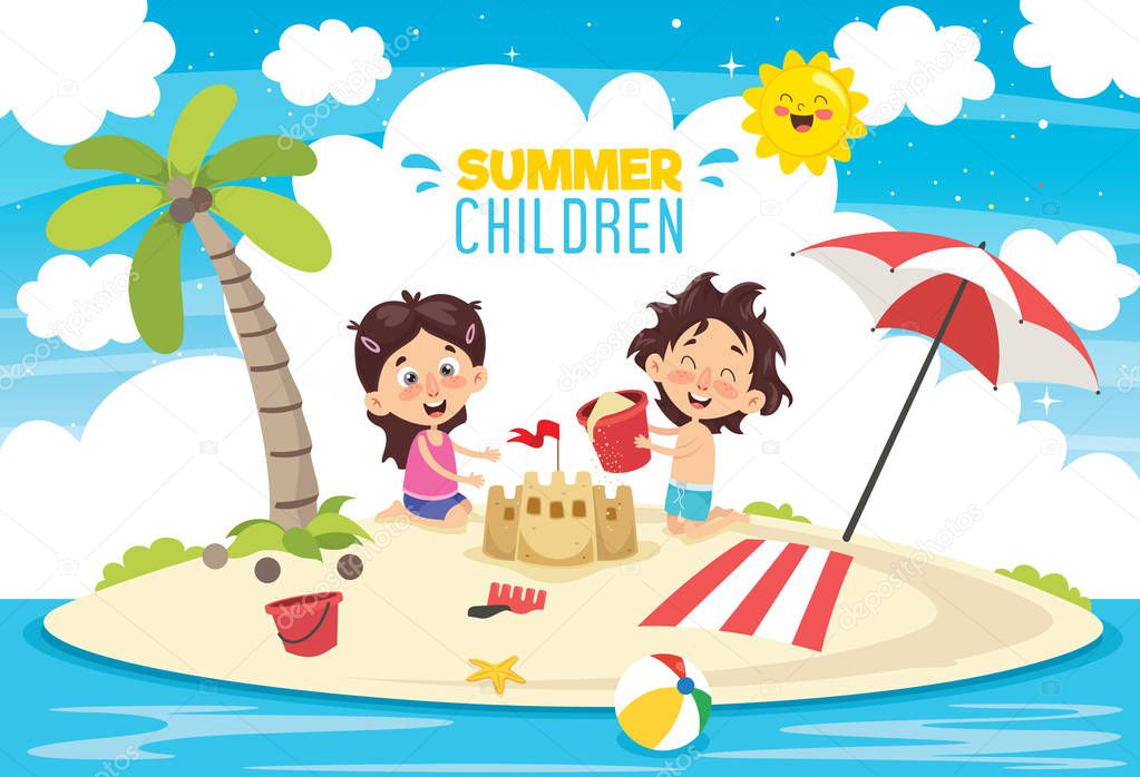 Vector Ilustration Of Summer Children