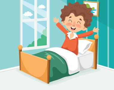 Vector Illustration Of Kid Waking Up clipart