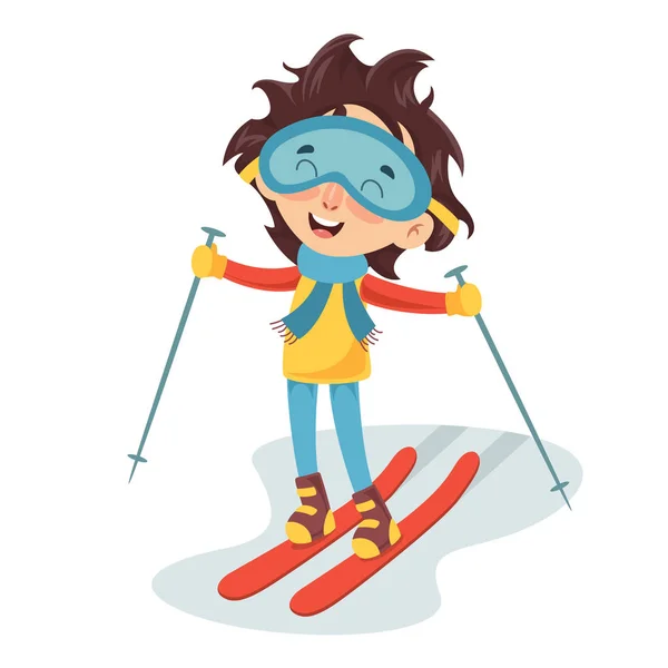 Vektor Illustration Des Kinderskifahrens — Stockvektor