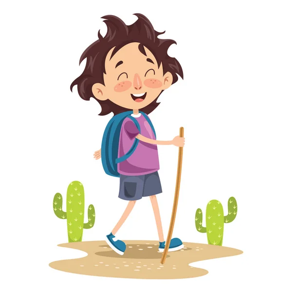 Illustration Vectorielle Trekking Pour Enfants — Image vectorielle
