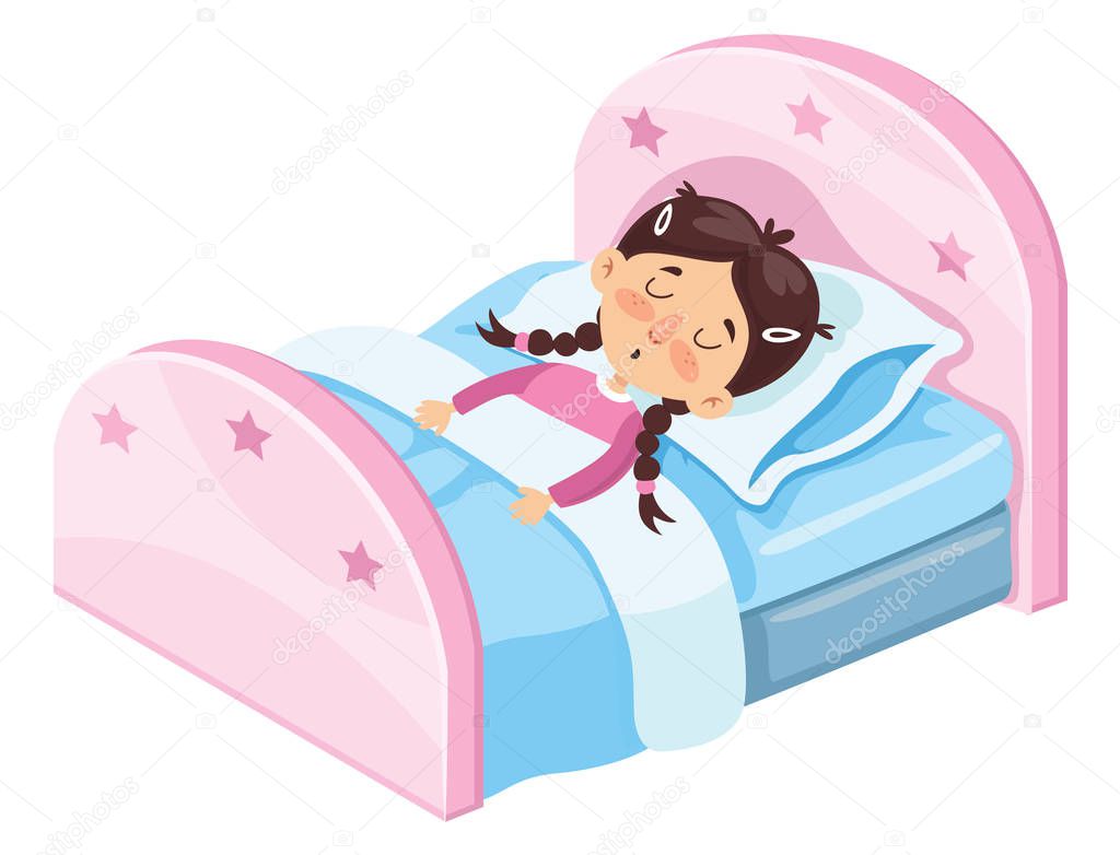 Vector Illustration Of Kid Sleeping