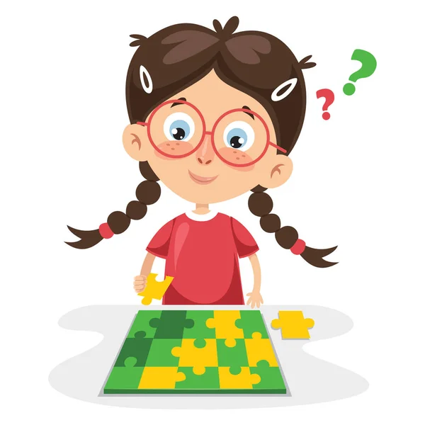 Vektor Illustration Von Kind Puzzle Spielen — Stockvektor