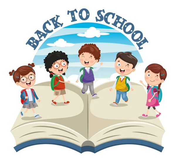 Vector Illustration Back School Children - Stok Vektor