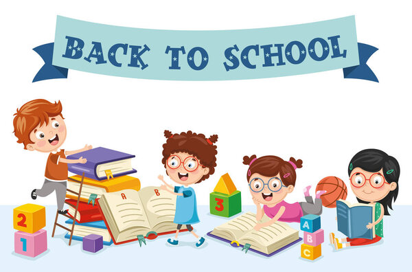 Векторная иллюстрация возвращения детей в школу
