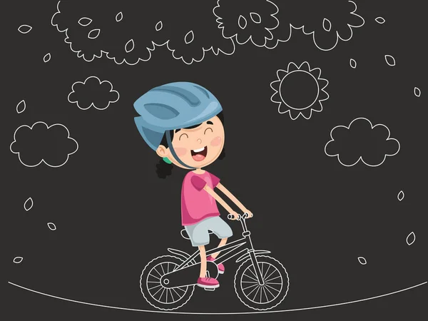 stock vector Vector Illustration Of Kid Riding Bike