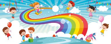 Renkli doğa sahne vektör çizim