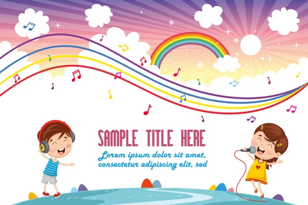 Illustrazione Vettoriale Musica Bambini — Vettoriale Stock