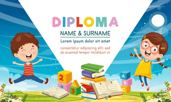 Ilustración Vectorial Del Diploma Infantil — Vector de stock