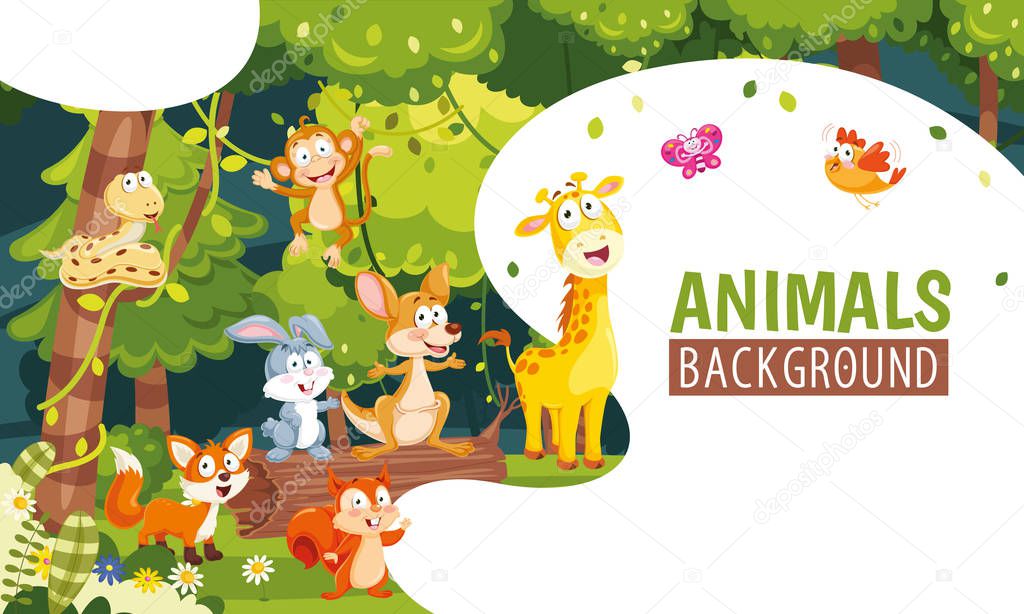 Vector Illustration Of Animals Background
