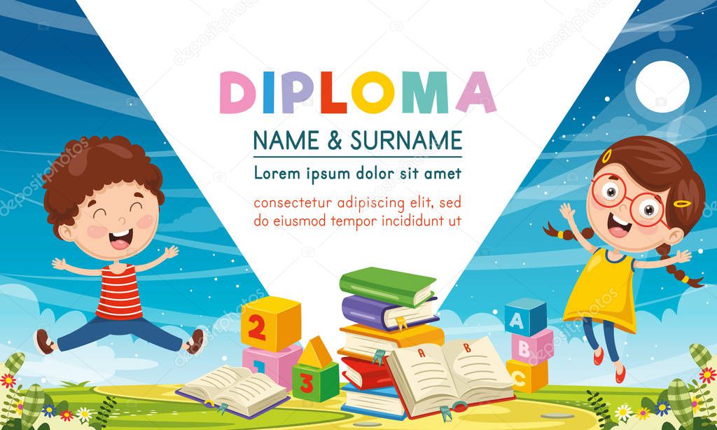 Vector Illustration Of Children Diploma