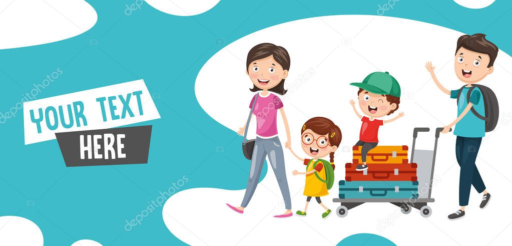 Vector Illustration Of Family Travelling