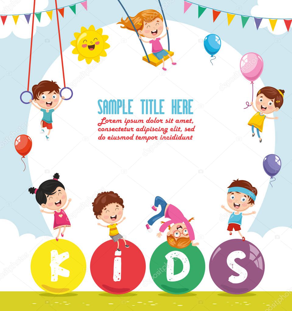 Vector Illustration Of Kids Colorful Landscape