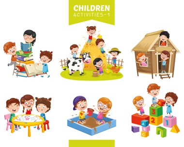 Çocuk Aktiviteleri Set vektör çizim