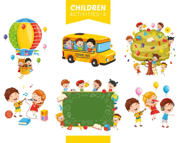 Vector Illustration Children Activities Set - Stok Vektor