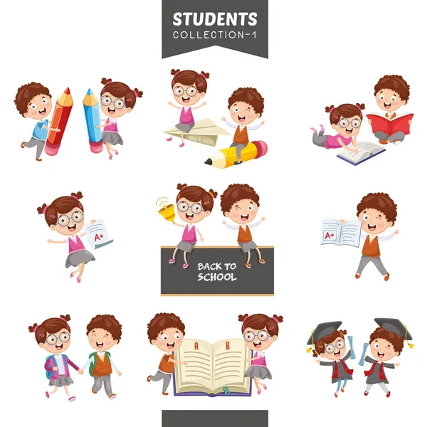 Illustrazione Vettoriale Della Collezione Degli Studenti — Vettoriale Stock