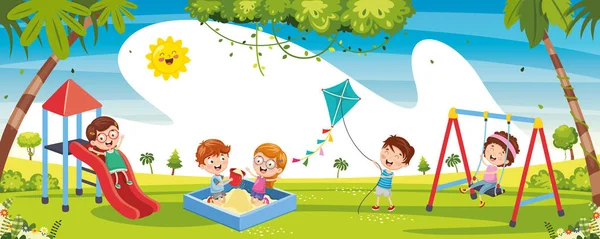 Εικονογράφηση Διάνυσμα Από Παιδιά Παίζουν Έξω — Διανυσματικό Αρχείο
