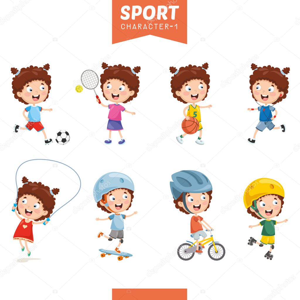 Vector Illustration Of Girl Making Sport