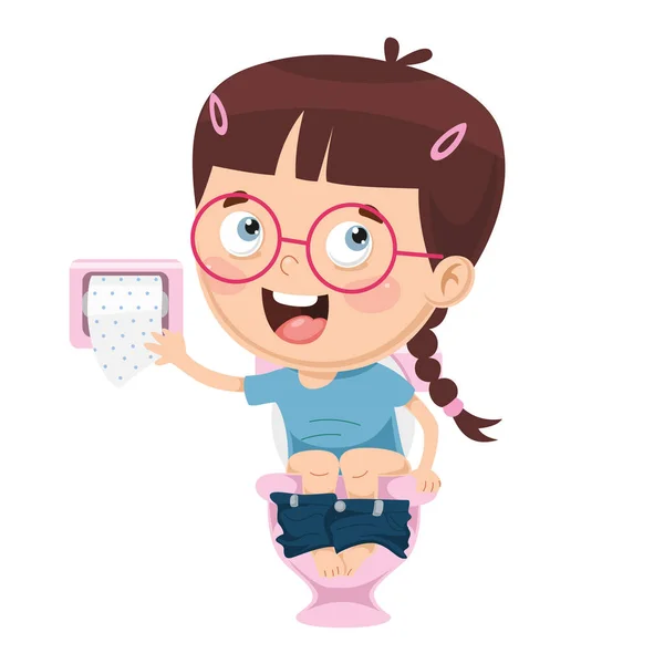 Vector Illustration Kid Toilet — Stock Vector