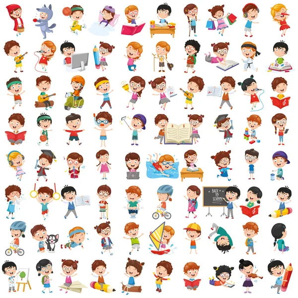 Vector Collectie Van Cartoon Kinderen — Stockvector