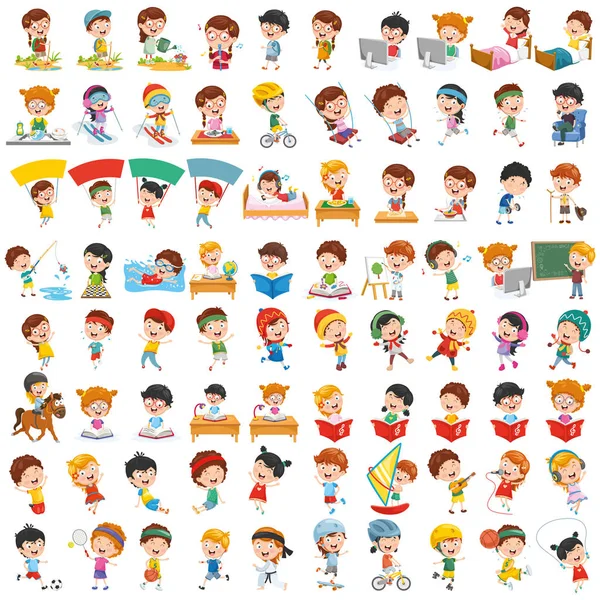 Coleção Vetorial Crianças Dos Desenhos Animados —  Vetores de Stock