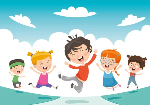 Ilustración Vectorial Niños Jugando — Vector de stock