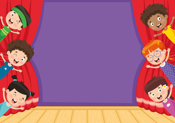 Vector Illustration Of Children At Theatre