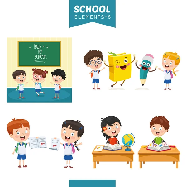 Ilustración Vectorial Los Elementos Educativos — Vector de stock