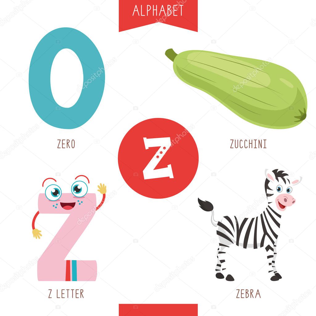 Vector Illustration Of Alphabet Letter Z And Pictures
