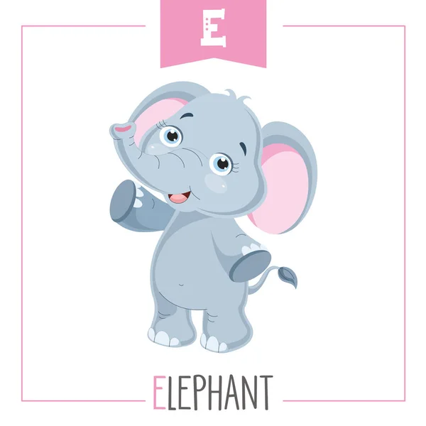 アルファベット と象のベクトル イラスト — ストックベクタ