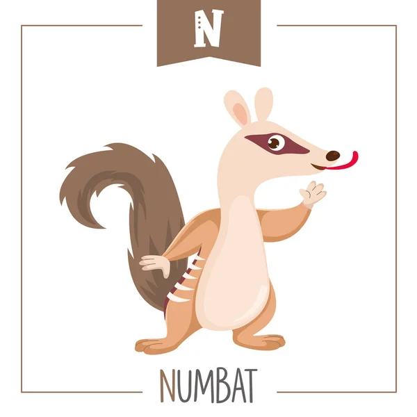 Vector Illustration Alphabet Letter Numbat — Stock Vector