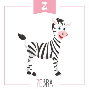 Alfabe harf Z ve Zebra vektör çizimi