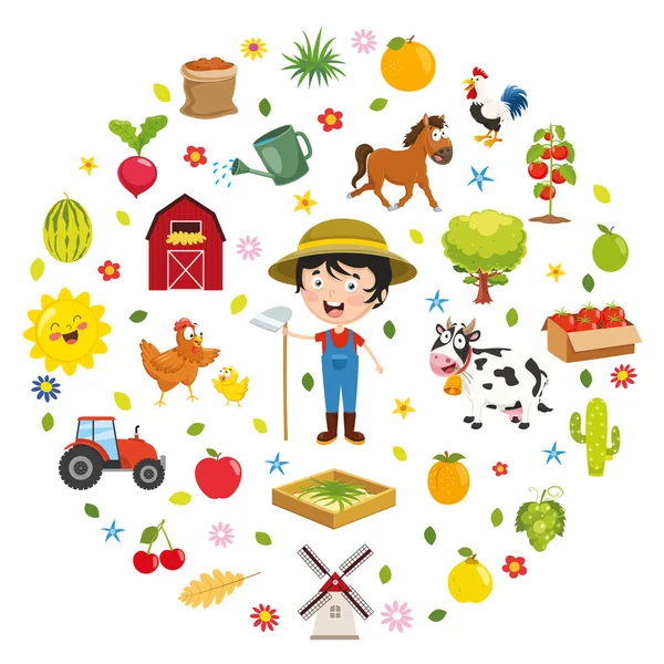 Ilustracja Wektorowa Koncepcji Farma Dla Dzieci — Wektor stockowy