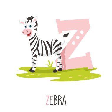 Alfabe harf Z ve Zebra vektör çizimi