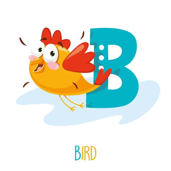 Vector Illustration Alphabet Letter Bird — Stock Vector