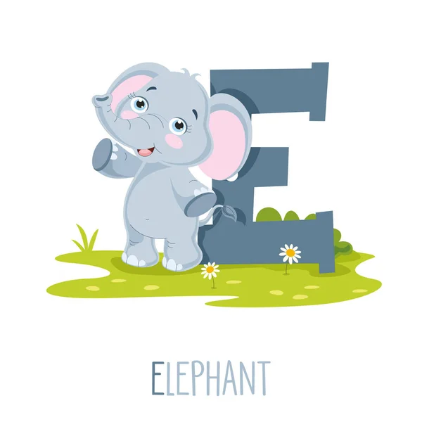 アルファベット と象のベクトル イラスト — ストックベクタ