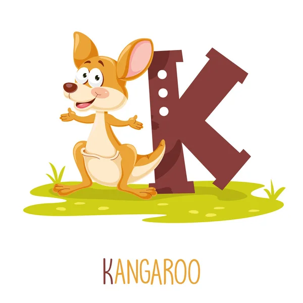 Illustration Vectorielle Lettre Alphabet Kangourou — Image vectorielle