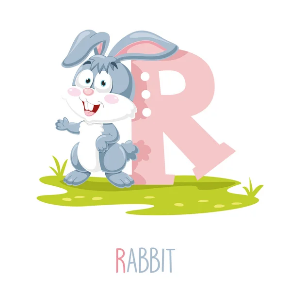 Vector Illustration Alphabet Letter Rabbit — Stock Vector