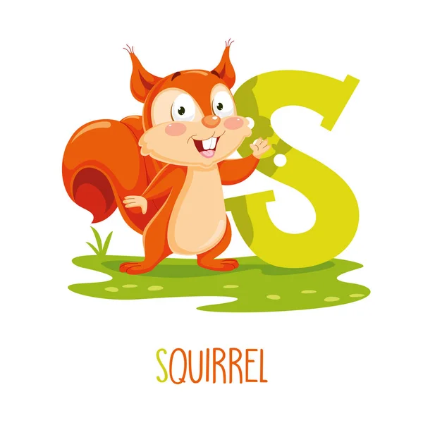 Vector Illustration Alphabet Letter Squirrel — стоковый вектор