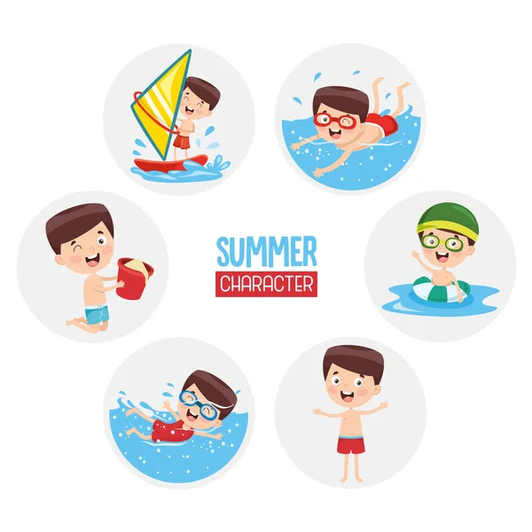 Vector Iilustration Summer Children — Stock Vector