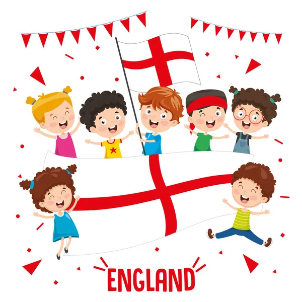 Векторная Иллюстрация Детей Флагом Англии — стоковый вектор