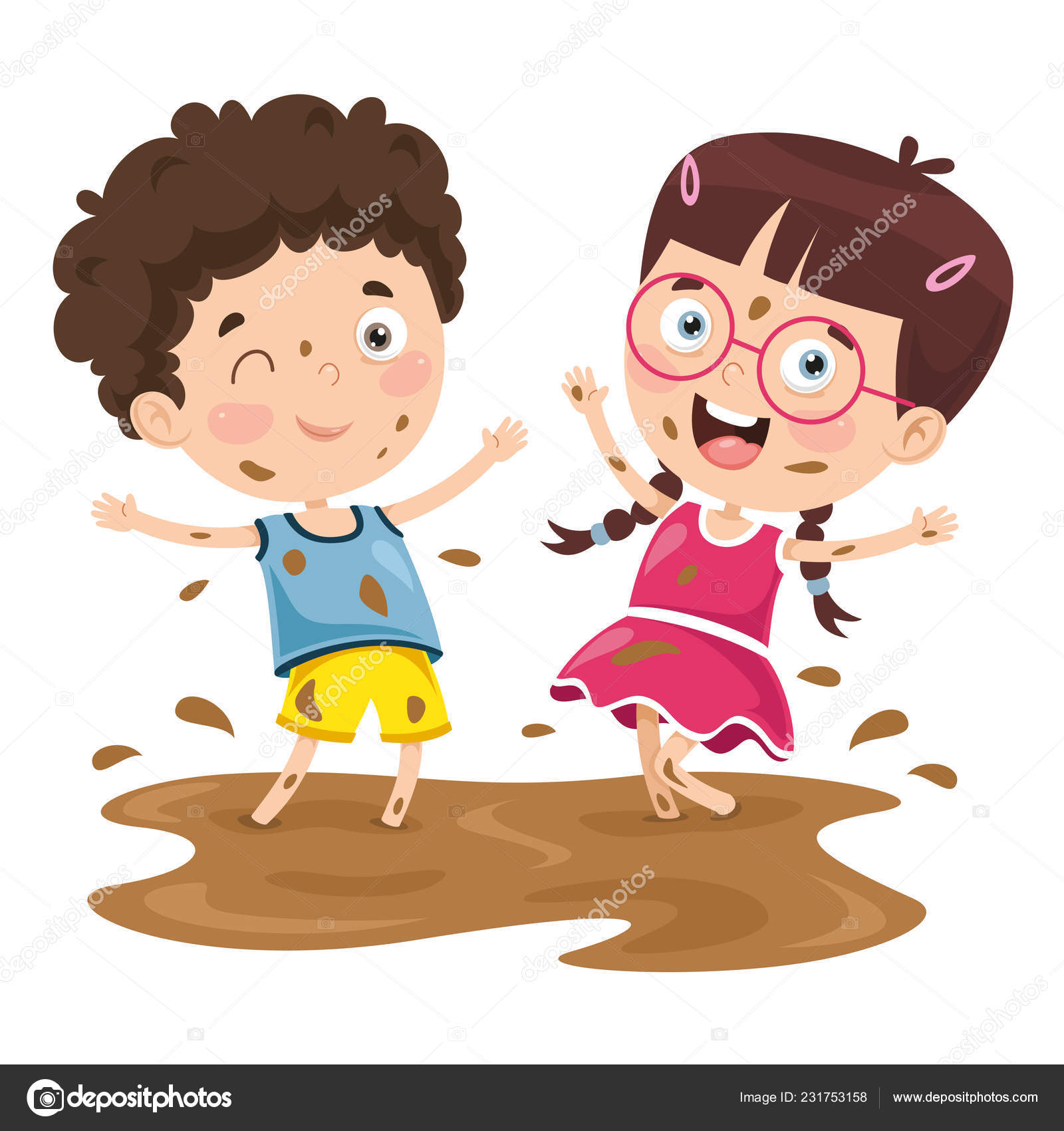 Ilustración Vectorial Niño Jugando Barro Vector de stock #231753158 de  ©helime_demirci, image size:1600x1700