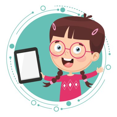Tablet PC'yi kullanma çocuk vektör çizim