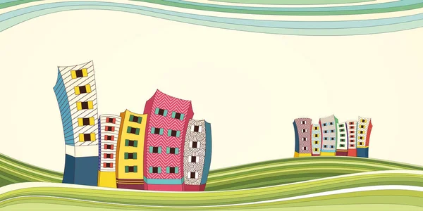 Illustration Vectorielle Paysage Rétro — Image vectorielle