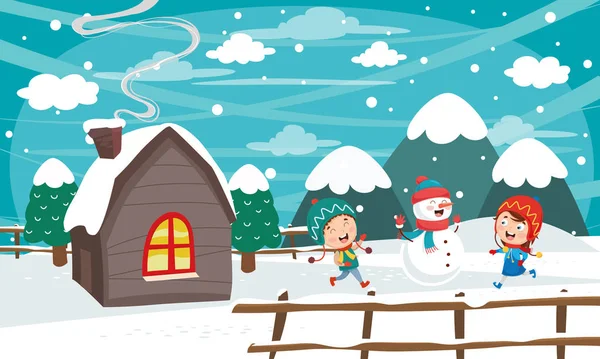 Vector Illustration Winter Scene — Stock Vector