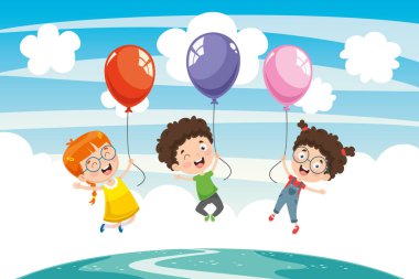 Çocuk Balon ile vektör çizim