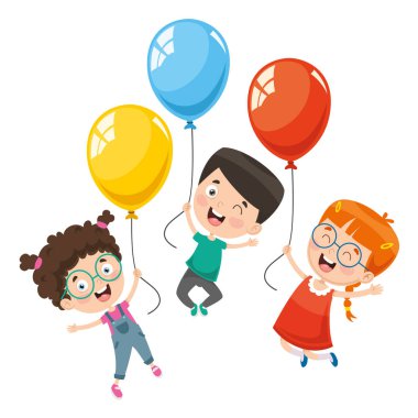 Çocuk Balon ile vektör çizim