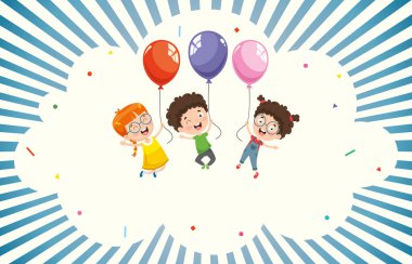 Çocuk Balon ile vektör çizim